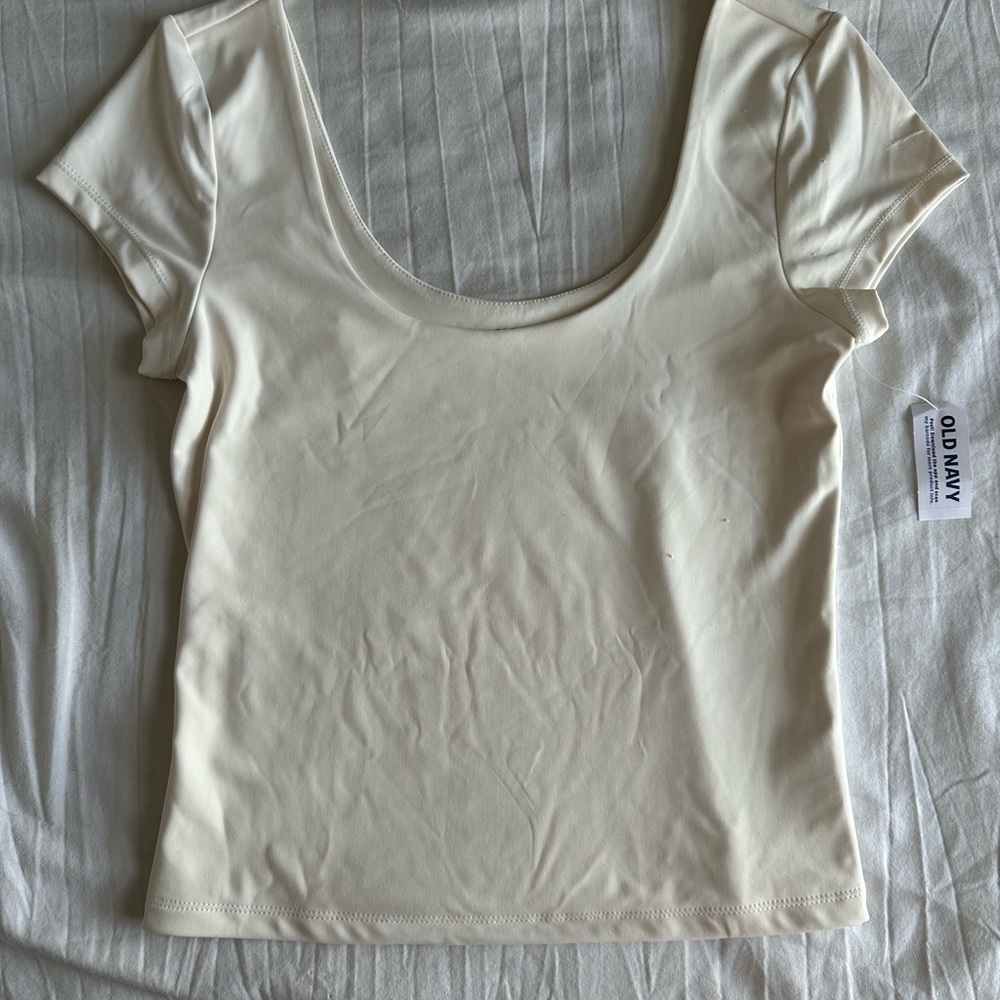 NWT Old Navy White Boat Neck Tee